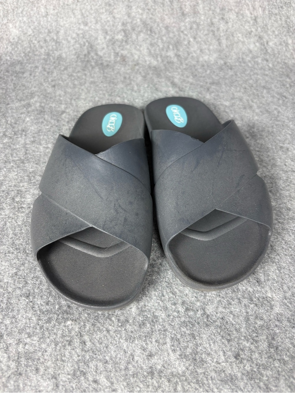 Oka-B Gray Cross Strap Slide Sandals Women’s 7-8